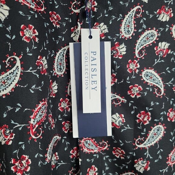 NWT SILVER STONE COLLECTION Mens Black & Red Paisley Button up Shirt Modern Fit - Picture 8 of 8